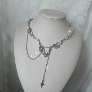 Grey Mineral and Chain Necklace