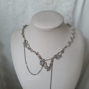 Grey Mineral and Chain Necklace