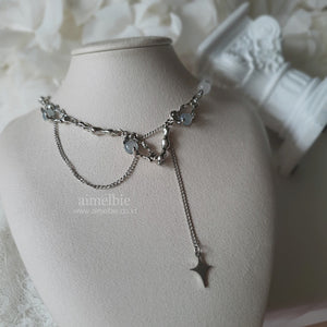 Grey Mineral and Chain Necklace