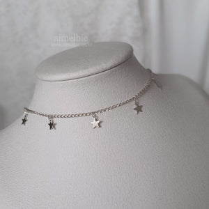 [Billlie Tsuki Necklace] Little Stars Choker Necklace - Silver