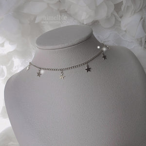 [Aespa Karina Necklace] Little Stars Choker Necklace - Silver