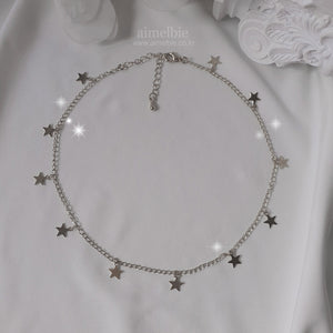 [Aespa Karina Necklace] Little Stars Choker Necklace - Silver