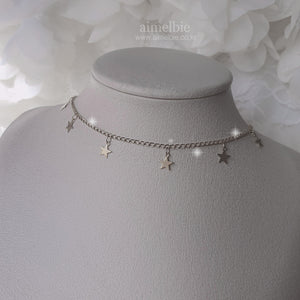 [Aespa Karina Necklace] Little Stars Choker Necklace - Silver