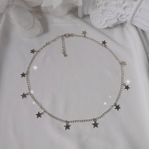 [Billlie Tsuki Necklace] Little Stars Choker Necklace - Silver