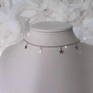 [Aespa Karina Necklace] Little Stars Choker Necklace - Silver