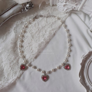 Rosepink Heart Crystal Party Queen Choker Necklace (KARA Gyuri Necklace)