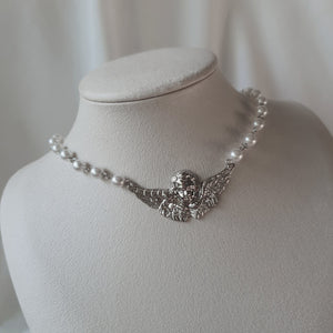 Baroque Angel Pearl Choker Necklace - Silver (KISS OF LIFE Julie Necklace)