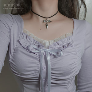 Angelic Sword Cross Choker - Silver (KISS OF LIFE Belle Necklace)