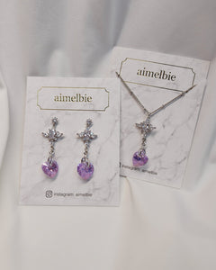 Angelic Heart Crystal Earrings - Violet