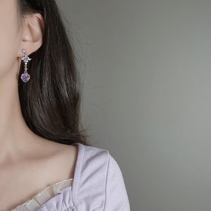 Angelic Heart Crystal Earrings - Violet