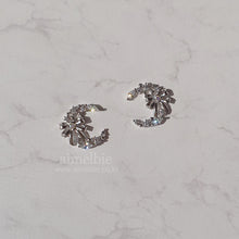 Load image into Gallery viewer, Dainty Ribbon and Moon Earrings - Silver