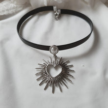 Load image into Gallery viewer, [Stray Kids Seungmin, IU Necklace] Heart Supernova Leather Choker - Silver ver.
