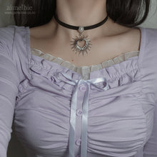 Load image into Gallery viewer, [Stray Kids Seungmin, IU Necklace] Heart Supernova Leather Choker - Silver ver.