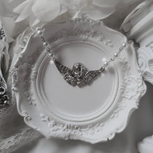 Load image into Gallery viewer, Baroque Angel Pearl Choker Necklace - Silver