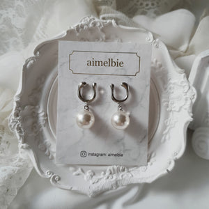 [fromis_9 Nakyung Earrings] Horse Shoe and Pearl Earrings (Medium) - Silver