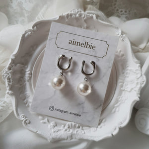 [fromis_9 Nakyung Earrings] Horse Shoe and Pearl Earrings (Medium) - Silver