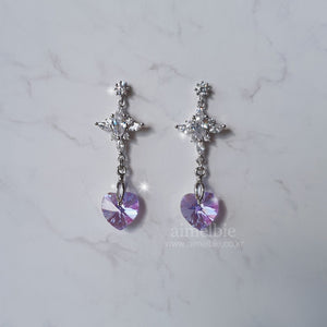 Angelic Heart Crystal Earrings - Violet