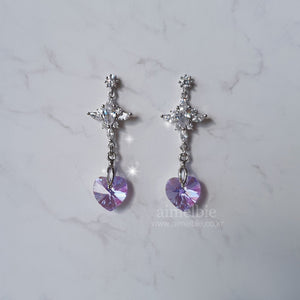 Angelic Heart Crystal Earrings - Violet