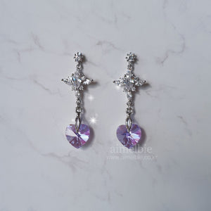 Angelic Heart Crystal Earrings - Violet