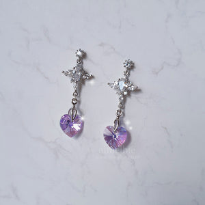 Angelic Heart Crystal Earrings - Violet