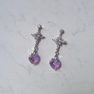 Angelic Heart Crystal Earrings - Violet