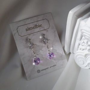 Angelic Heart Crystal Earrings - Violet