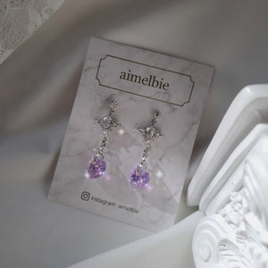 Angelic Heart Crystal Earrings - Violet