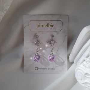 Angelic Heart Crystal Earrings - Violet