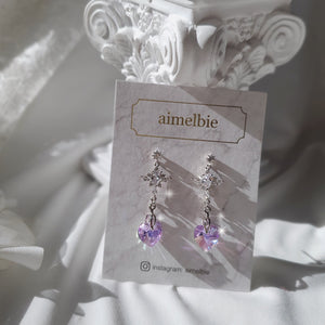 Angelic Heart Crystal Earrings - Violet