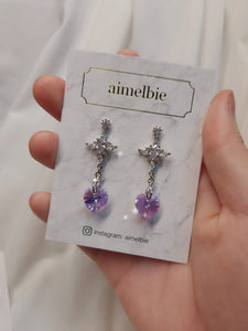 Angelic Heart Crystal Earrings - Violet