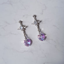 Load image into Gallery viewer, Angelic Heart Crystal Earrings - Violet