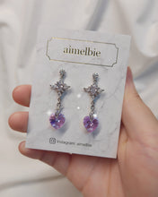 Load image into Gallery viewer, Angelic Heart Crystal Earrings - Violet