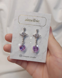 Angelic Heart Crystal Earrings - Violet