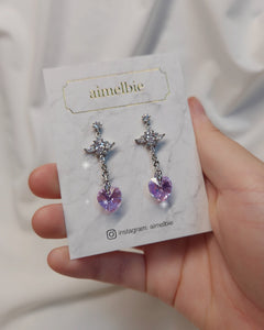 Angelic Heart Crystal Earrings - Violet