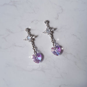 Angelic Heart Crystal Earrings - Violet