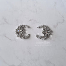 Load image into Gallery viewer, Dainty Ribbon and Moon Earrings - Silver