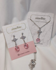 Angelic Heart Crystal Earrings - Pink (STAYC Sumin Earrings)