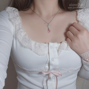 Angelic Heart Crystal Necklace - Pink (STAYC Sumin, Sieun Necklace)