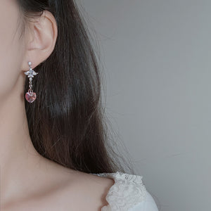 Angelic Heart Crystal Earrings - Pink (STAYC Sumin Earrings)