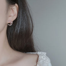 Load image into Gallery viewer, Dainty Ribbon and Moon Earrings - Rosegold