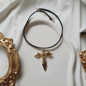 Angelic Sword Cross Choker - Gold (H1-Key Yel Necklace)