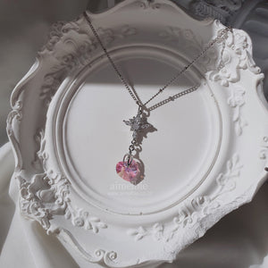 Angelic Heart Crystal Necklace - Pink (STAYC Sumin, Sieun Necklace)