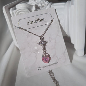 Angelic Heart Crystal Necklace - Pink (STAYC Sumin, Sieun Necklace)