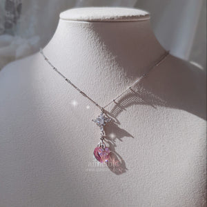 Angelic Heart Crystal Necklace - Pink (STAYC Sumin, Sieun Necklace)