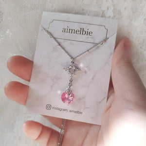 Angelic Heart Crystal Necklace - Pink (STAYC Sumin, Sieun Necklace)