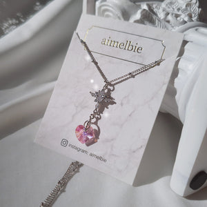 Angelic Heart Crystal Necklace - Pink (STAYC Sumin, Sieun Necklace)