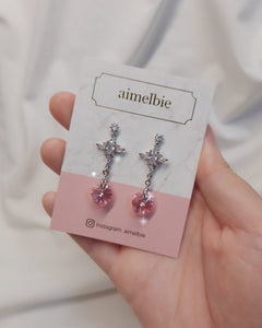 Angelic Heart Crystal Earrings - Pink (STAYC Sumin Earrings)