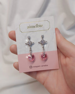 Angelic Heart Crystal Earrings - Pink (STAYC Sumin Earrings)