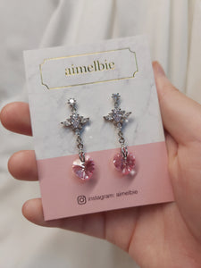 Angelic Heart Crystal Earrings - Pink (STAYC Sumin Earrings)