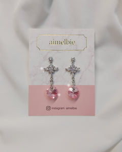 Angelic Heart Crystal Earrings - Pink (STAYC Sumin Earrings)